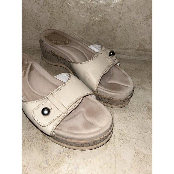 Rag & Bone Beige Sommer Slip On Platform Leather Slide Cork Sandals Size 9.5 - Picture 4 of 9